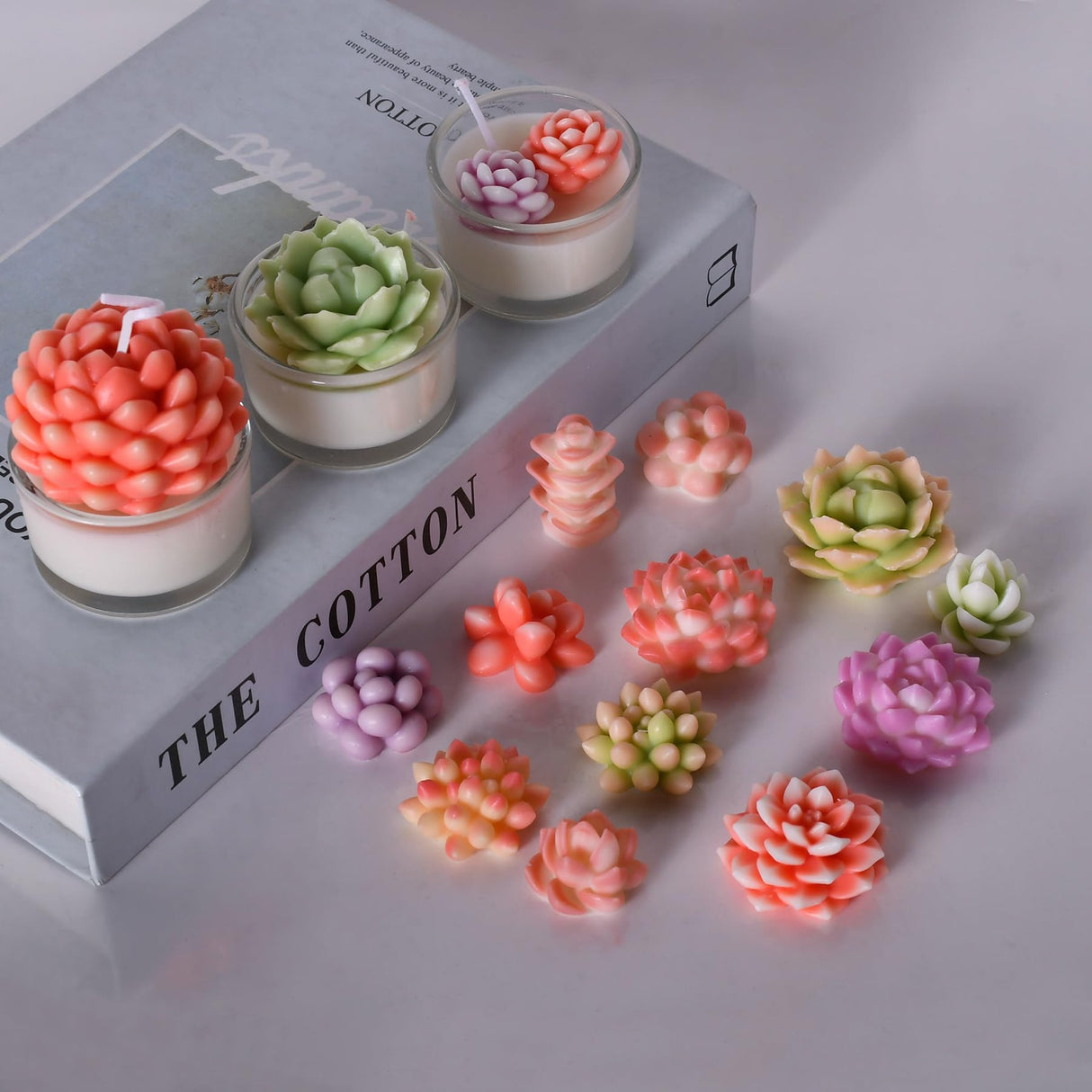 HOMYCOCO 12PCS Succulent Flower Candle Molds Epoxy Resin Wax Mold Silicone Candle Moulds for Candle Craft Making Handmade Gift Ornaments Decoration HOMYCOCO