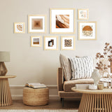 KINLINK 4x4 Picture Frames Natural Wood Frames with Acrylic Plexiglass, Tabletop and Wall Mounting Display Square Frame, Set of 4 KINLINK