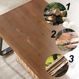 IBF Natural Wood Coffee Table, Rustic Solid Real Wood Center Table for Living Room, Rectangle Metal Modern Industrial Minimalist Wooden Cocktail/Tea Table, Rustic Brown, 47 Inch IBF