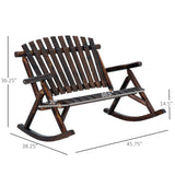 Outsunny Carbonized Double-Person Adirondack Rocking Chair with High Backrest and Armrests for Outdoor Relaxation Outsunny