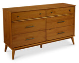 Camaflexi Mid-Century Solid Wood Dresser / 6 Drawers/Castanho Finish Camaflexi