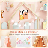 Giantex Twin Floor Bed for Kids, Wood Montessori Floor Bed with Chimney Headboard & Handrail, House Floor Bed Without Slats, Low to Ground Height, Floor Bed Twin for Boys, Girls (Natural) Giantex