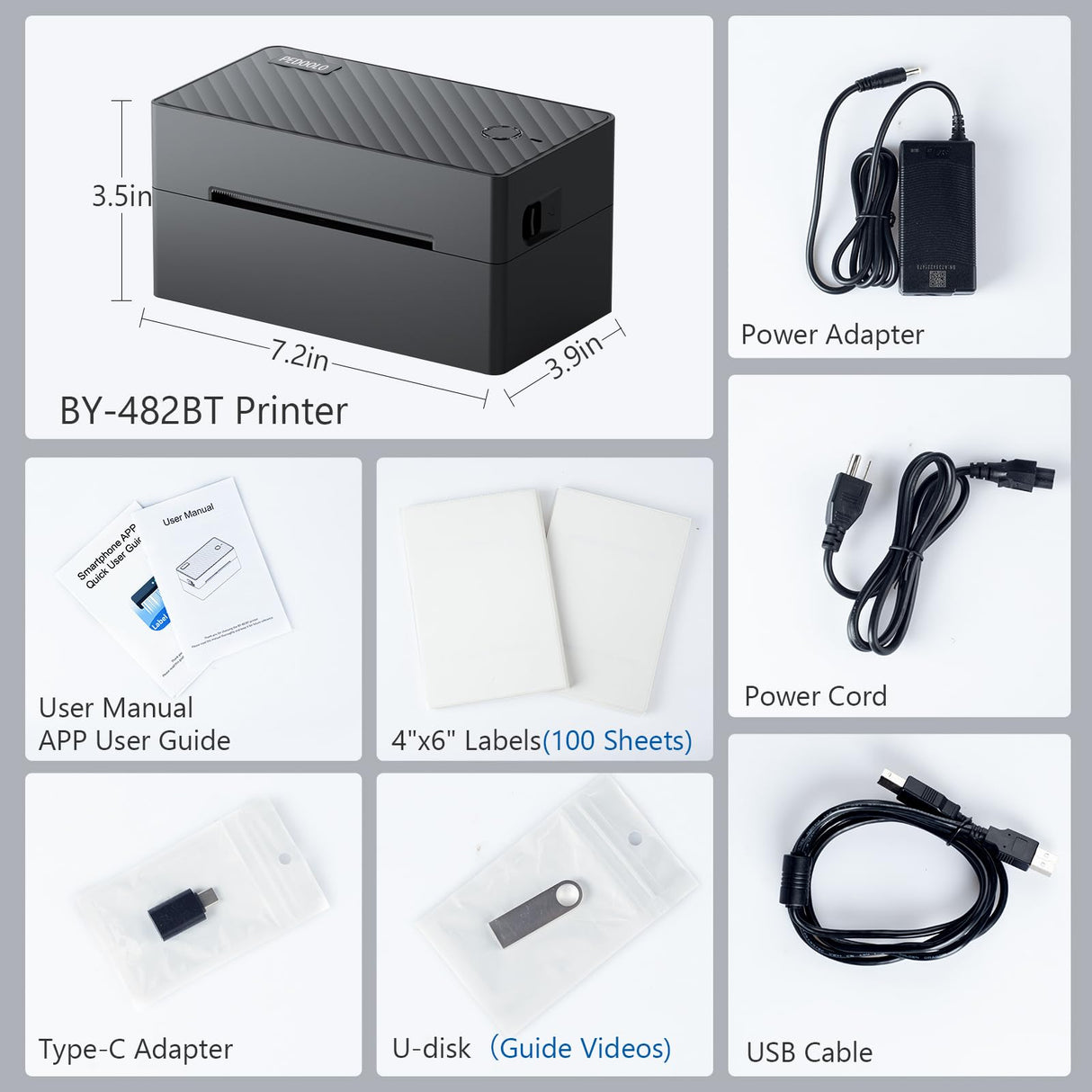 PEDOOLO Label Printer, Bluetooth Shipping Label Printer, 4x6 Thermal Printer for Shipping Packages, Compatible with Android. iPhone.Windows, Mac, Chromebook, Amazon, Ebay, UPS.USPS, FedEx, Shopify PEDOOLO