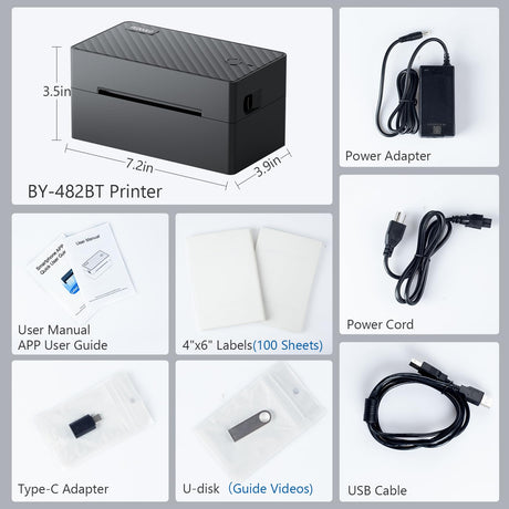 PEDOOLO Label Printer, Bluetooth Shipping Label Printer, 4x6 Thermal Printer for Shipping Packages, Compatible with Android. iPhone.Windows, Mac, Chromebook, Amazon, Ebay, UPS.USPS, FedEx, Shopify PEDOOLO
