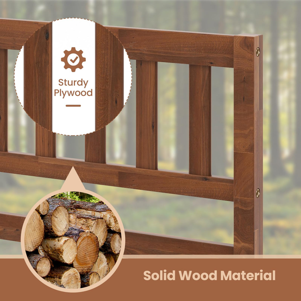 Giantex Wood Twin Bed Frame with Headboard, Mid Century Platform Bed with Wood Slat Support, Solid Wood Foundation, 12 Inch Height for Under Bed Storage, Easy Assemble, Walnut Giantex