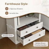 RALGEND Farmhouse Arched Bookshelf, 7 Tiers Arch Bookcase with 2 Spacious Drawers, Modern Book Shelf with Open Display Shelves and Storage Cabinet, for Office, Living Room, Kitchen, Walnut and White RALGEND