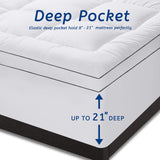 King Size Mattress Topper for Back Pain, Cooling Extra Thick Mattress Pad Cover with 8-21 inch Deep Pocket, Plush Pillow Top Mattress Topper Overfilled with Down Alternative, King Size, White MATBEBY
