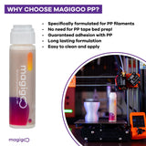 Magigoo MPP2018 3D Printer Adhesive Glue, Reduces Warping for Polypropylene Filament on Flex Plate, Glass, PEI, Buildtak, Kapton 50ml 1.69 fl. oz., White Magigoo