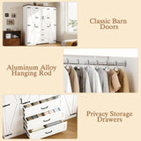 CayugaCrekrd 70" Tall Armoire Wardrobe Closet with 4 Doors & 3 Drawers, Farmhouse Bedroom Storage Cabinet with Hanging Rod, Freestanding Wooden Armoire Wardrobe Closet, White CayugaCrekrd