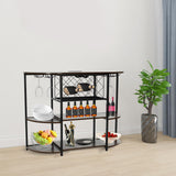 Jiabailie Wine Rack Table with LED Light,Metal Coffee Bar Cabinet with Outlet,Floor Bar Cabinet for Liquor and Glasses,FreeStanding Sideboard for Home Kitchen Dining Room Jiabailie