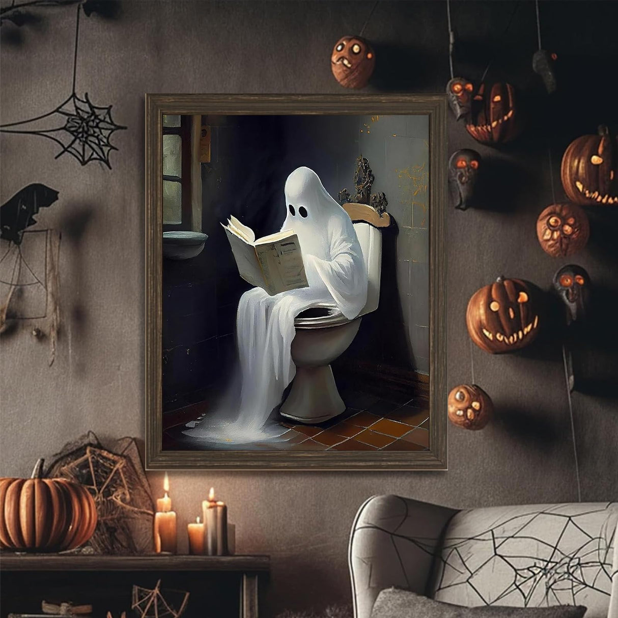 Reivworl Halloween Paint by Numbers Kit for Adults, Ghost Paint by Numbers, Adult Paint by Number Kits for Gifts and Home Wall Decor 16x20 Inch Reivworl