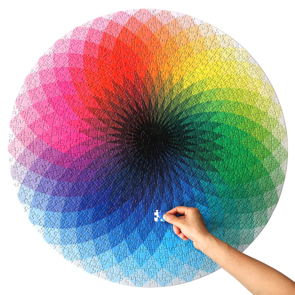 Moruska 1000 Piece Puzzles for Adults Teen - Gradient Color Rainbow Large Round Jigsaw Puzzle Difficult and Challenge Moruska