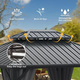 Domi 12’ X 16’ Hardtop Gazebo Canopy with Netting & Curtains, Outdoor Aluminum Gazebo with Galvanized Steel Double Roof for Patio Lawn and Garden, Gray domi outdoor living