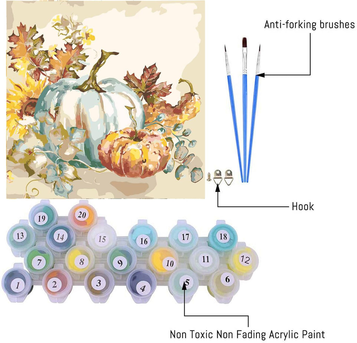 Apcufir Fall Paint by Numbers for Adults Beginners,Autumn Paint by Number Kits,DIY Pumpkins Paint by Numbers on Canvas Oil Painting for Farms and Home Wall Decor16X16 Inch Apcufir