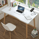 Simple Wooden Writing Computer Desk, Nordic Style Workbench with Solid Wood Legs Modern PC Laptop Study Desk Edge Spacious Desktop Student Wood Writing Table for Home Office(39" x 23" x 28" ) White cdar