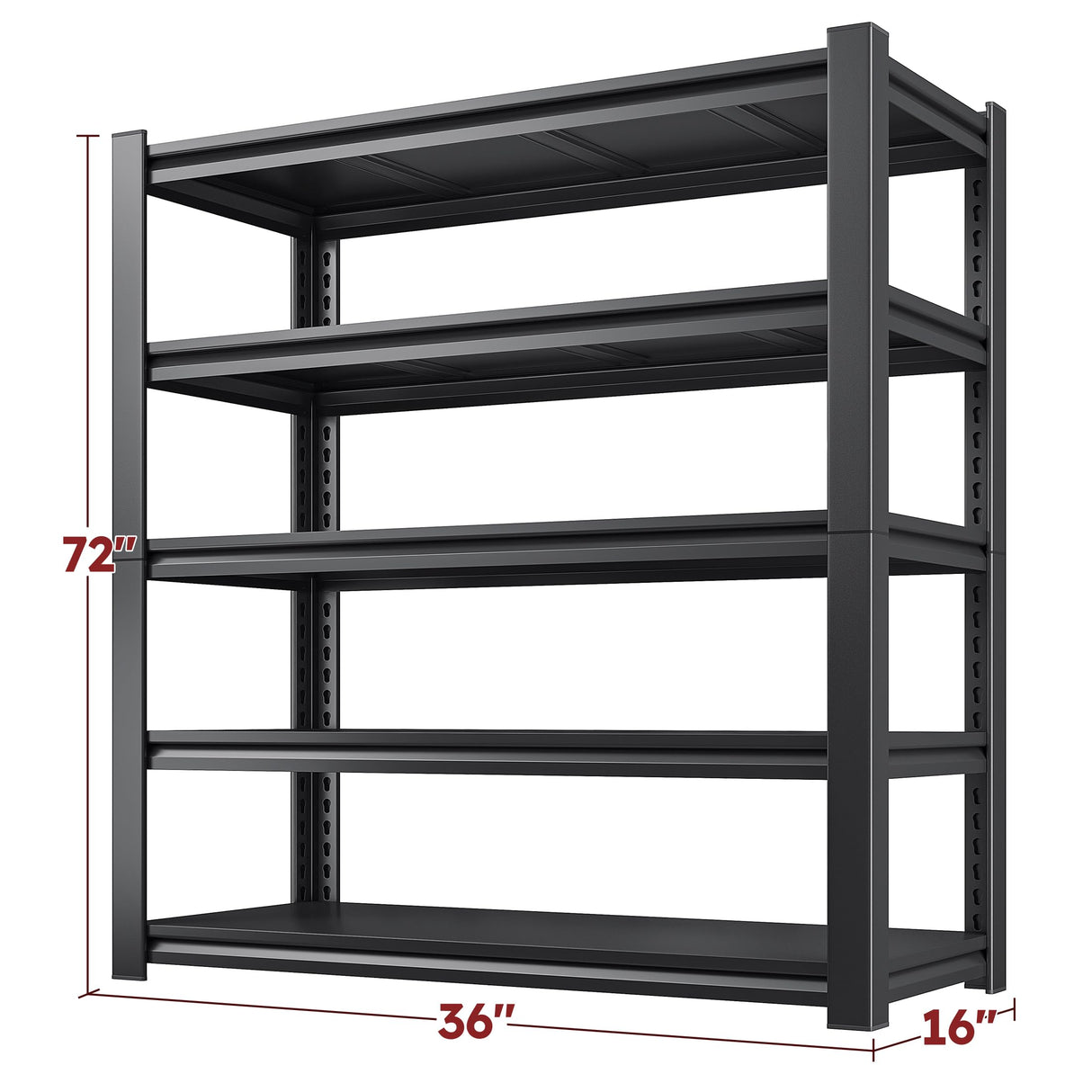 REIBII 72" H Garage Shelving Heavy Duty 3000 LBS 5 Tier Storage Shelves Adjustable Shelving Unit and Storage for Garage,Basement,Commercial 36" W x 16" D x 72" H REIBII