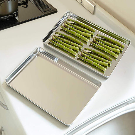 TeamFar Baking Sheet, 17.6’’ x 13’’ x 1’’ Stainless Steel Large Cookie Sheet Half Baking Pans, Non-toxic & Healthy, Easy Clean & Dishwasher Safe, Heavy Duty & Sturdy- Set of 2 TeamFar