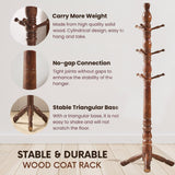 SUOHUI Coat Rack, Natural Wood Coat Racks with 3 Height Options and 9 Hooks,Coat Tree Ease of Assembly,Freestanding Hall Tree for Home/Office/Entryway/Hallway (Walnut) SUOHUI