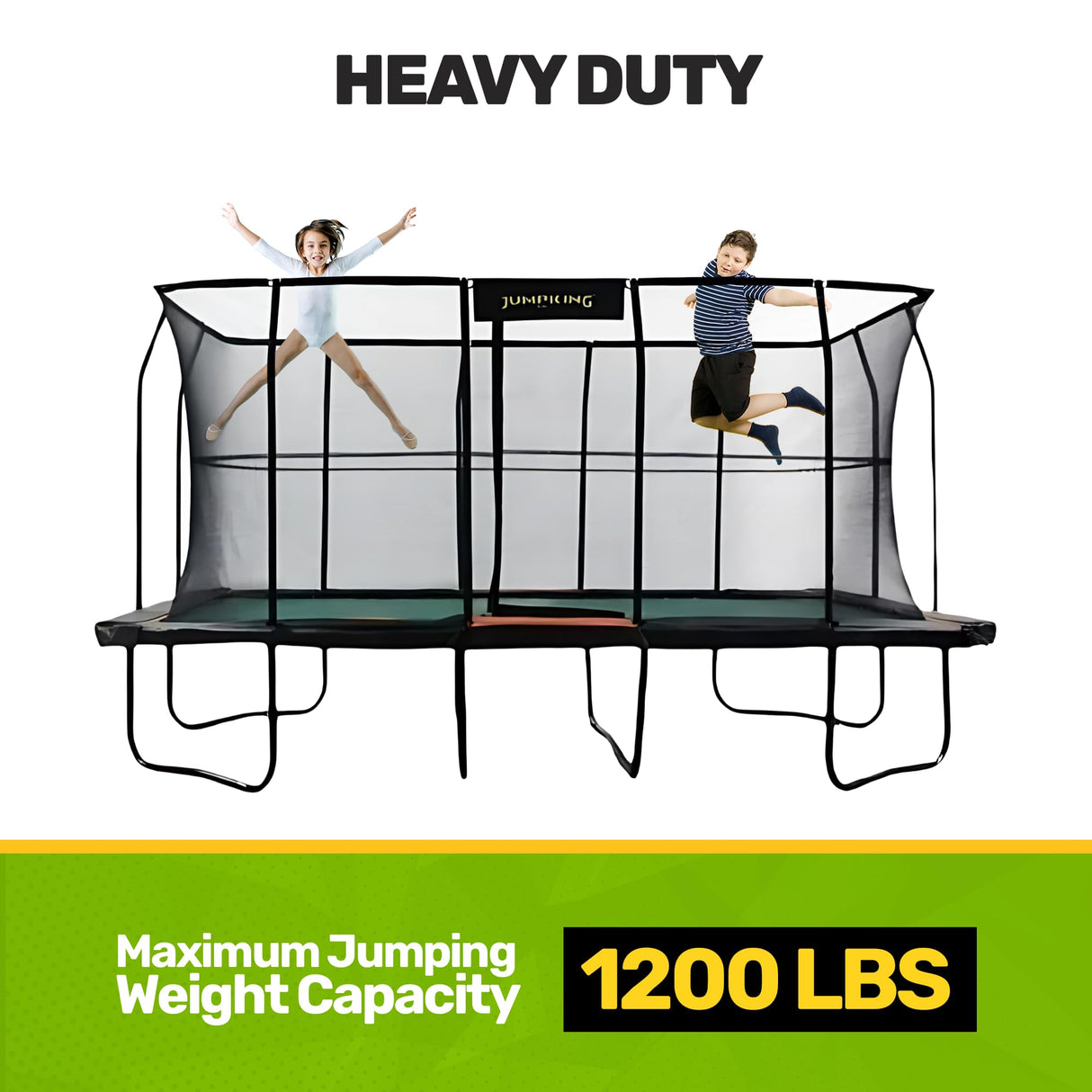 JumpKing Rectangular Trampoline Outdoor 18FT with Enclosure, Ladder, and Net, Large Recreational Trampoline for Kids and Adults, ASTM compliant, Heavy Duty, Weather-Resistant, 1200LBS Capacity JumpKing