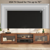 HSH 70" TV Stand for 75 inch TVs,Entertainment Center for Living Room with Storage,Farmhouse Walnut TV Stand Wood with Sliding Doors,Low Media Console Cabinet for Bedroom HSH