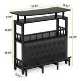 Tribesigns Home Bar Unit for Liquor, 44-Inch Bar Height Table with Storage, Black Entertainment Pub Table, Mini Bar Carts Upholstered&Metal Front Footrest for Kitchen, Balcony, Basement Tribesigns