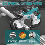 ONEMANA 5 inch Cordless Band Saw，20V MAX Cutting Capacity Brushless Metal Band Saw,Not Hot Sparks, Portable Band Saw for Deep Cut with 6 Speeds Adjustable（Tool Only） ONEMANA