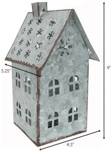 Sweet Summer Living Tabletop Farmhouse Decor, Tin Houses, Christmas Display Village House 9 Inch Height X 5.25 Inch Width X 4.5 Inch Length Metal Galvanized Antique Gray Sweet Summer Living