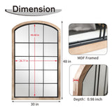 IPOUF Arch Window Mirror, 30X48 Farmhouse Arch Wall Mirror, Wood Framed Rustic Mirror Metal Inner Frame Mirror Decorative for Entryway & Living Room,Natural IPOUF