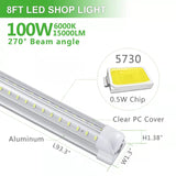 Skymoatled 8Pack 8FT LED Shop Light Garage Light,100W 6000K White Light 15000LM Super Bright,Hanging/Surface Mount,Linkable T8 LED Tube Lights for Garage,Warehouse, Workshop,Plug and Play Skymoatled