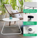 Meluvici Patio Outdoor Coffee Table Set of 2, Weather Resistant Steel Round End Tables, Outdoor Nesting Table for Patio, Balcony, Bistro and Indoor, White Meluvici