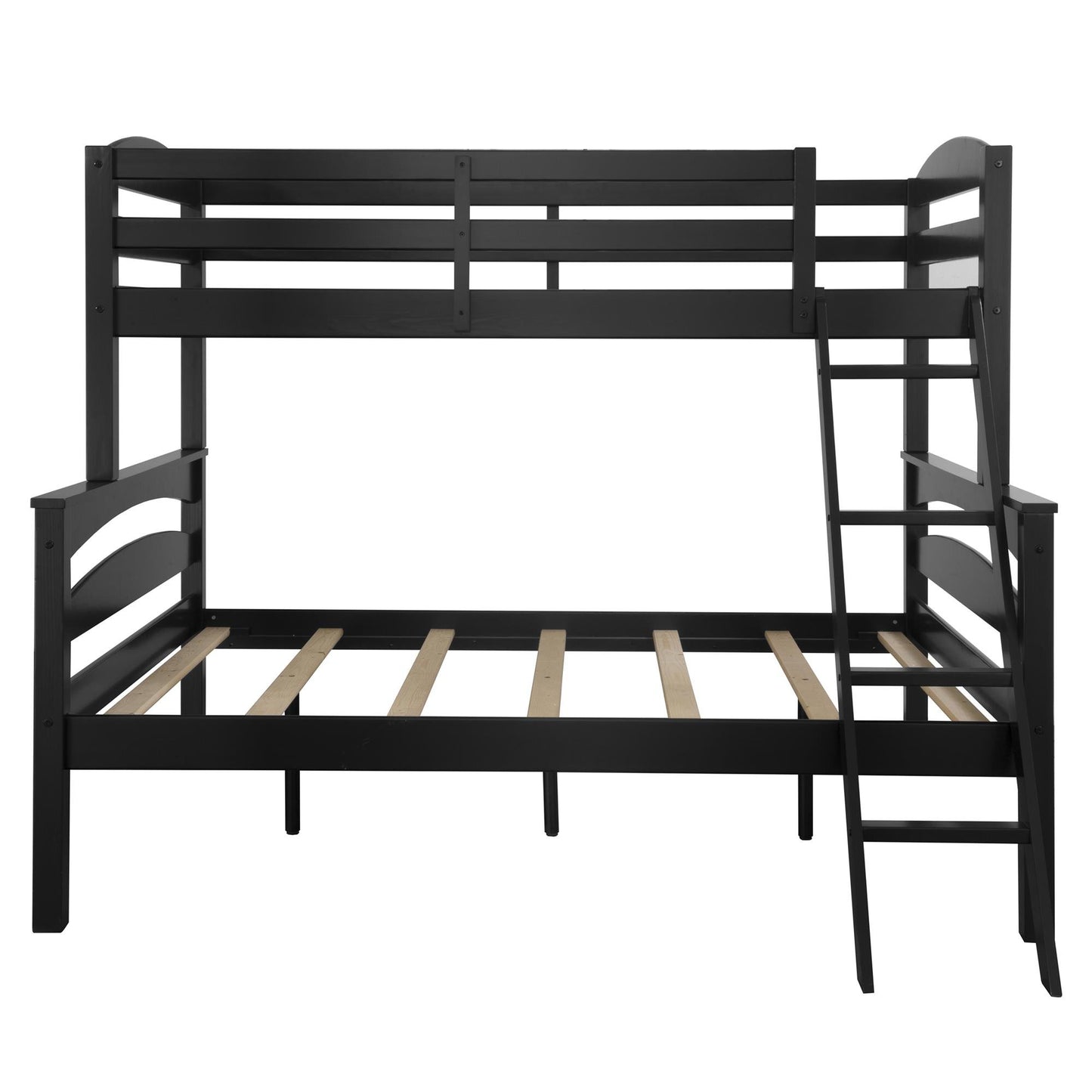 DHP Brady Twin Over Full Bunk Bed Frame in Black - Space-Saving Design for Kids and Teens - WoodArtSupply