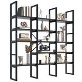 Jehiatek Large Bookshelf 5 Tiers, Triple Wide Geometric Bookcase, 71 Inches Tall Industrial Book Shelves Etagere Book Case, Sturdy Metal Frame, Freestanding Display Shelving Unit, Black Jehiatek