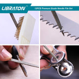 LIBRATON Needle Files Set 13PCS with 6 Steel File, 6 Diamond File Set, Cleaning Brush & Carrying Case for Wood and Metal Work DIY Metal File LIBRATON