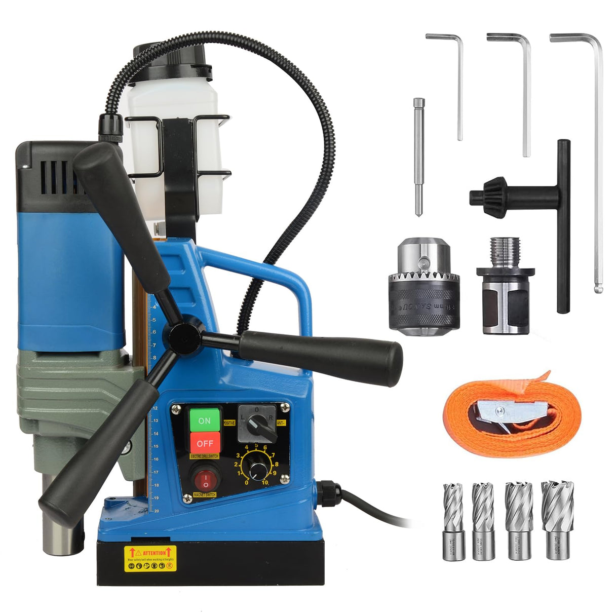 Magnetic Drill Press, 1300W, 700 PRM Portable Mag Drill Press with Twist Drill Chuck, 4Pcs Drill Bits, 1.6" Boring Diameter, 2922lbf Power, for Metal Working Industrial Home Improvement CuisinSmart