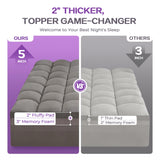 SINWEEK Dual Layer 5 Inch Memory Foam Mattress Topper King Size, 3 Inch Gel Memory Foam Plus 2 Inch 1450 GSM Down Alternative Quilted Pillow Top Mattress Pad Cover, Dark Gray SINWEEK