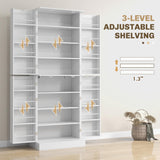 HOMCOM 65" Kitchen Pantry Cabinet, Modern Storage Cabinet with Doors and Shelves, Freestanding Cupboard for Dining Room, White HOMCOM