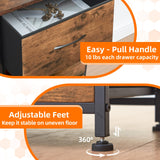 Somdot 2 Drawers Dresser with Charging Station and LED Light for Bedroom, Small Nightstand with Fabric Bins for Bedside Kids Dorm Room Closet Laundry Entryway, Wood Grain Print Somdot