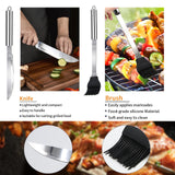11Pcs Stainless Steel BBQ Grilling Accessories Set, Dad Gifts for Fathers Day Grilling Gifts,Portable Practical Grill Tools Utensils Kit with Storage Bag for Outdoor Grill Camping Backyard MUYFIO