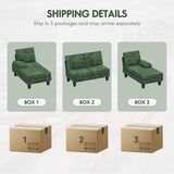 YESHOMY Convertible Sectional Sofa Couch with Soft Modern Cotton Chenille Fabric for Living Room, Oversized Seats with Comfortable Backrest, Green YESHOMY