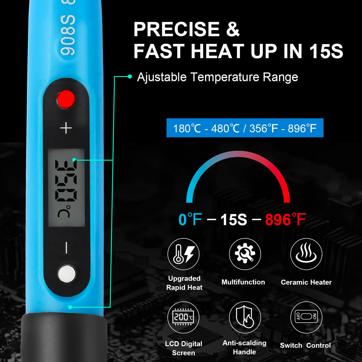 FEITA Electric Soldering Iron Kit with 80W LCD Digital Adjustable Temperature Soldering-iron, 5 Soldering Tips, Rosin Flux, Solder Wires & Stand, Electrical Soldering Kit for Electronics FEITA