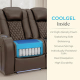 Seatcraft Anthem LT Zero-Gravity HeatZero Italian Leather Sofa w/Fold-Down Table Home Theater Seating, Heat & Massage, Power Headrest, Power Recline, Brown Seatcraft