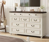 Jocoevol Cream Farmhouse Dresser for Bedroom, 9 Drawer Chest of Drawers, Tall Dressers for Bedroom Storage, Dresser for Closet, Dressers & Chests of Drawers (Cream, 53.5" Wide) Jocoevol