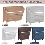 Storage Bench Wooden Entryway Benches with Shoe Cabinets Under Seat and Safety Hinge Multifunctional Storage Bench for Entryway, Foyer (Brown + Beige) Bellemave