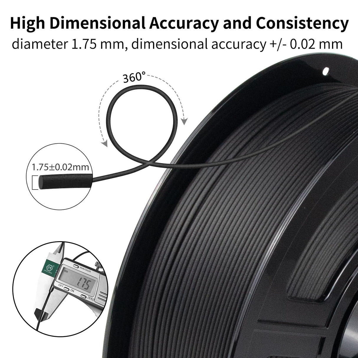 IEMAI Carbon Fiber Nylon Filament 1.75mm, Black PA6-CF 1kg Spool, High-Temp & Wear Resistant, High Strength & Rigidity 3D Filament for Functional Parts & Industrial Tools IEMAI
