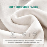 YITAHOME Queen Bed Frame with Adjustable Velvet Wingback Headboard 43.3"-47.4", Upholstered Platform Bed with LED Lights, Solid Wood Slat Support, No Box Spring Needed,Beige YITAHOME