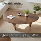 Solid Wooden Modern Triangle Coffee Table: Unique Funky Coffee Tables for Living Room, Oval Mid-Century Irregular Abstract Tea Tables for Patio Office Balcony Bedroom (Walnut, 33" L x 22" W x 16" H) YuUniqex