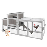 Magazoopet 79“L Chicken Coop and Run, 2 Story Backyard Hen House with Nesting Box, Poultry Cage for 1-3 Chickens Ducks Rabbits with Removable Tray, Ramp and UV-Resistant Roof Panel Magazoopet