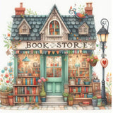 EIBEILI Diamond Painting Kits for Adults, Book Store 5D Diamond Art Kits for Beginner, DIY Full Round Drill Diamond Dot Gem Art Kits for Home Wall Decor 13.8x13.8 Inch EIBEILI