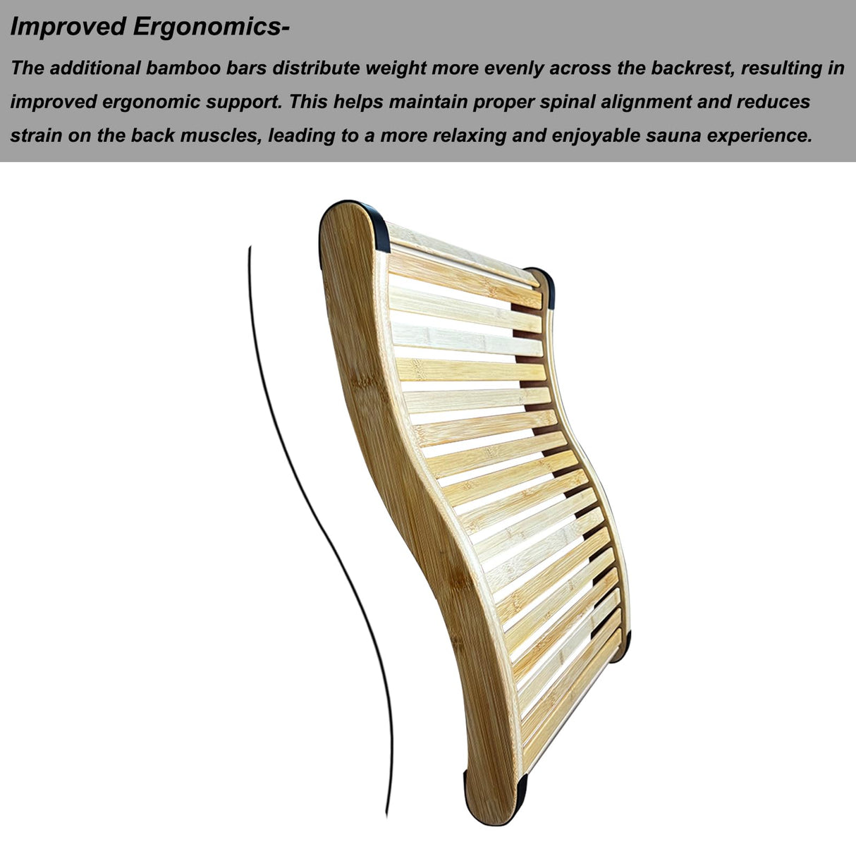 BESTNEWIE Flexible 19 Bars Bamboo Sauna Backrest, Cooler Than Wood, Complete with a Sauna Hat and a Seat Pad, Slip-Resistant Rubber Pad. Sauna Accessory Set (2 Pack) BESTNEWIE