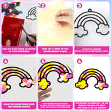 QOUBAI 32 Sets Unicorn Rainbow Suncatchers Craft Kit DIY Window Stained Glass Effect Diamond Star bow Paper Crafts Home School Classroom Decoration Kid Birthday Gift Creative Art Project Activity Game QOUBAI